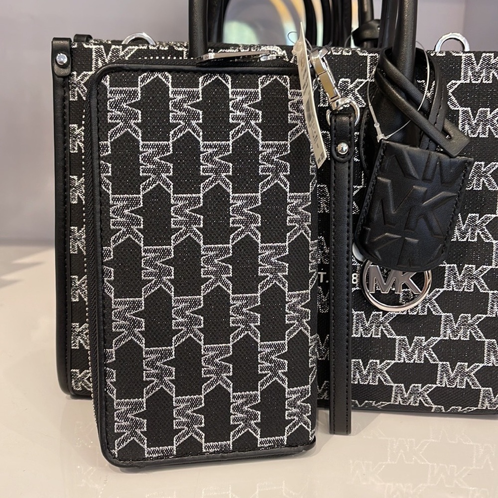 Michael Kors Jet Set Travel Large Phone Case Wristlet Wallet MK Black Multi - Picture 8 of 16